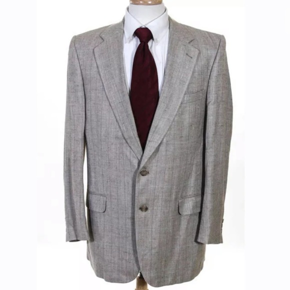 BURBERRYS VINTAGE WOOL HERRINGBONE BLAZER SIZE 40L - Picture 2 of 8